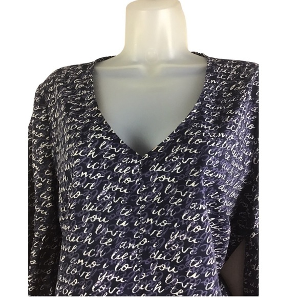 Cabi 5336 Women’s Medium Te Amo Blouse Navy & White I Love You Top - Picture 8 of 15